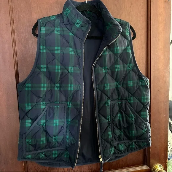 J. Crew Factory Blue and Green Plaid Vest - Picture 5 of 8